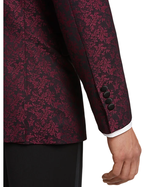 After Hours Slim Fit Dinner Jacket, Burgundy Jacquard 2 After Hours Slim Fit Dinner Jacket, Burgundy Jacquard - Image 2