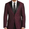 After Hours Slim Fit Dinner Jacket, Burgundy Jacquard