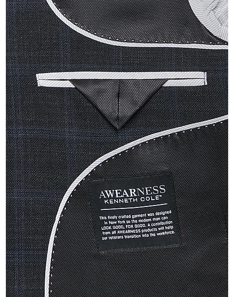 Awearness Kenneth Cole Modern Fit Sport Coat, Charcoal Windowpane 3 Awearness Kenneth Cole Modern Fit Sport Coat, Charcoal Windowpane - Image 3