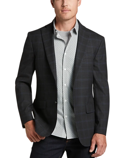 Awearness Kenneth Cole Modern Fit Sport Coat, Charcoal Windowpane 1 Awearness Kenneth Cole Modern Fit Sport Coat, Charcoal Windowpane