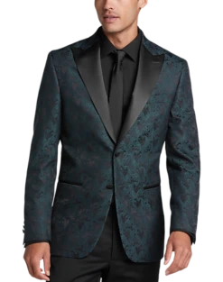 Egara Slim Fit Peak Lapel Dinner Jacket, Emerald Green Paisley