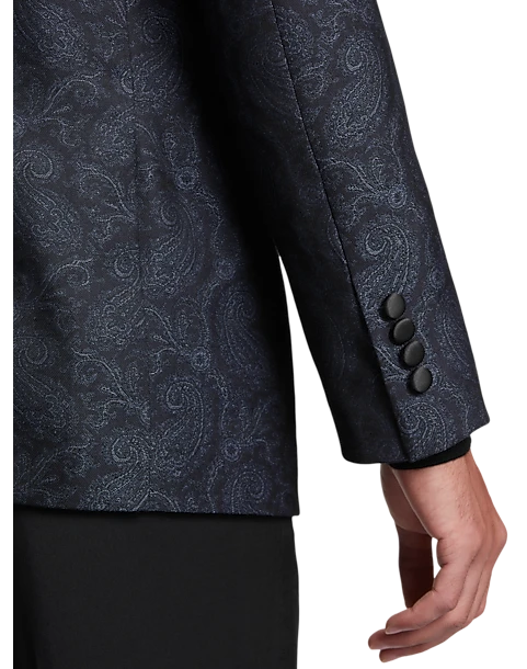 Egara Slim Fit Peak Lapel Dinner Jacket, Charcoal Paisley 2 Egara Slim Fit Peak Lapel Dinner Jacket, Charcoal Paisley - Image 2