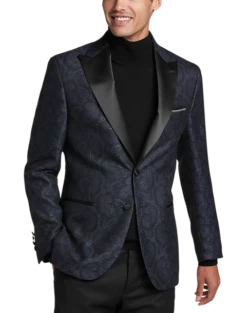 Egara Slim Fit Peak Lapel Dinner Jacket, Charcoal Paisley