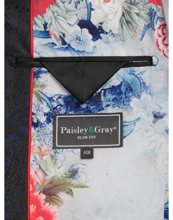 Paisley & Gray Slim Fit Dinner Jacket, Black, Navy & Burgundy Floral -Male Clothing Store MW40 16J2 07 PAISLEY GRAY BLACK NAVY BURGUNDY ALT3