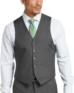 Lauren By Ralph Lauren Gray Sharkskin Classic Fit Suit Separates Vest