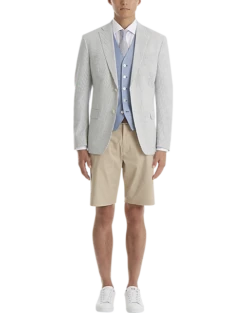 Lauren By Ralph Lauren Classic Fit Suit Separates Coat, Blue & White Seersucker -Male Clothing Store MW40 3VER 76 LAUREN BY RALPH LAUREN BLUE WHITE SEERSUCKER ALT4