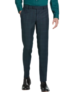 Egara Skinny Fit Suit Separates Pant, Teal Plaid