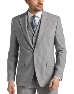 Michael Strahan Classic Fit Suit Gray Stripe -Male Clothing Store MW40 3X9W 34 MICHAEL STRAHAN GRAY STRIPE ALT6