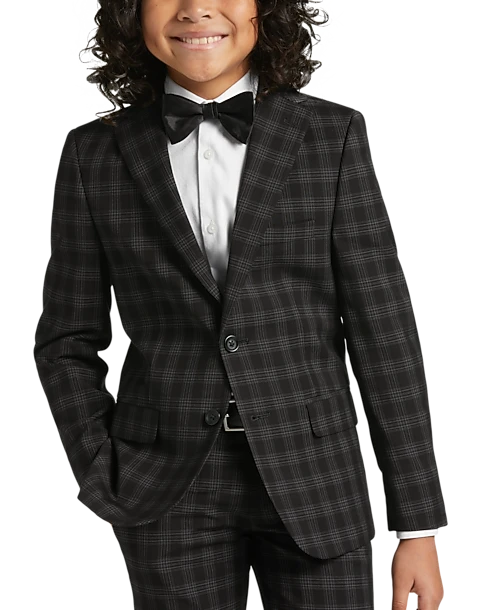 Kenneth Cole Reaction Boy's Suit, Black Plaid 1 Kenneth Cole Reaction Boy's Suit, Black Plaid