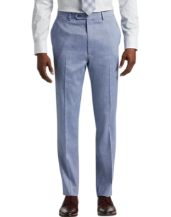 Calvin Klein Slim Fit Suit Separates Linen-Blend Pants, Light Blue