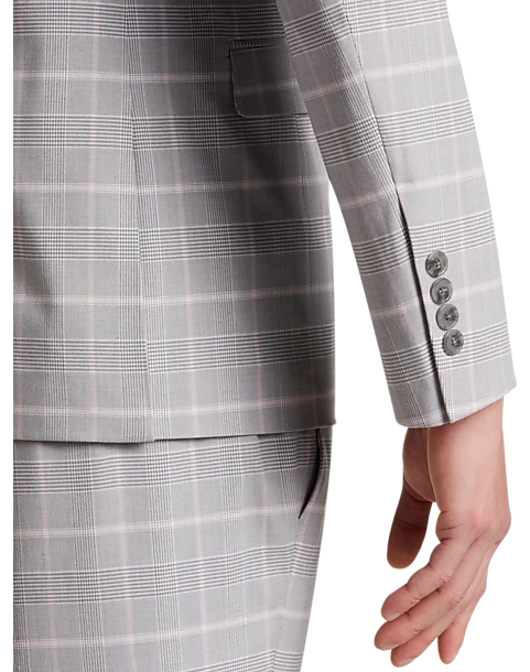 Egara Skinny Fit Suit Separates Coat, Gray & Pink Plaid 2 Egara Skinny Fit Suit Separates Coat, Gray & Pink Plaid - Image 2