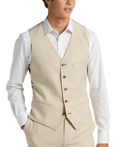 Paisley & Gray Slim Fit Suit Separates Vest, Silky Beige 1 Paisley & Gray Slim Fit Suit Separates Vest, Silky Beige