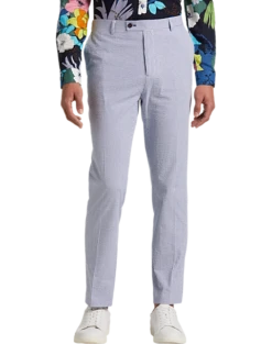 Paisley & Gray Slim Fit Suit Separates Pants, Blue & White Seersucker