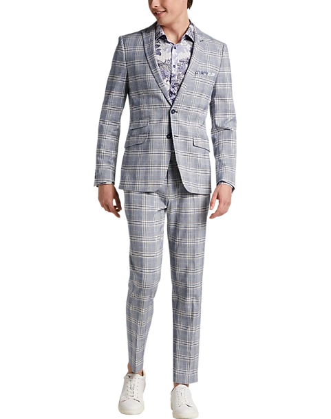Paisley & Gray Slim Fit Suit Separates Coat, Blue & Beige Check 2 Paisley & Gray Slim Fit Suit Separates Coat, Blue & Beige Check - Image 2