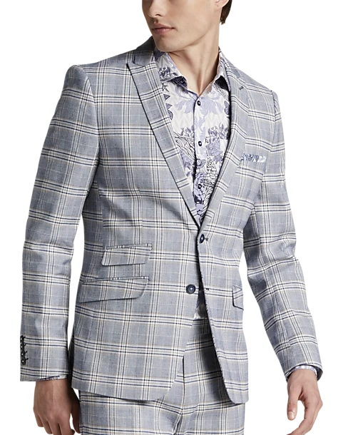 Paisley & Gray Slim Fit Suit Separates Coat, Blue & Beige Check 1 Paisley & Gray Slim Fit Suit Separates Coat, Blue & Beige Check