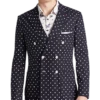 Paisley & Gray Slim Fit Suit Separates Coat, Navy With White Polka Dots