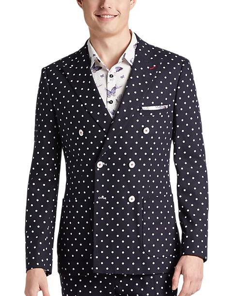 Paisley & Gray Slim Fit Suit Separates Coat, Navy With White Polka Dots 1 Paisley & Gray Slim Fit Suit Separates Coat, Navy With White Polka Dots