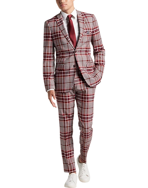 Paisley & Gray Slim Fit Suit Separates Coat, Pink Plaid 2 Paisley & Gray Slim Fit Suit Separates Coat, Pink Plaid - Image 2