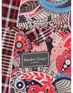 Paisley & Gray Slim Fit Suit Separates Coat, Pink Plaid 9 Paisley & Gray Slim Fit Suit Separates Coat, Pink Plaid -Male Clothing Store MW40 3XMF 60 PAISLEY GRAY PINK PLAID ALT3
