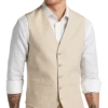 JOE Joseph Abboud Slim Fit Linen Blend Suit Separates Vest, Tan Chambray