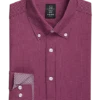 Michael Strahan Four-Way Stretch Modern Fit Dress Shirt, Burgundy Dot
