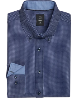 Michael Strahan Modern Fit 4-Way Stretch Dress Shirt, Blue Dot