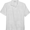Cubavera Modern Fit Short Sleeve Linen Guayabera Shirt, White