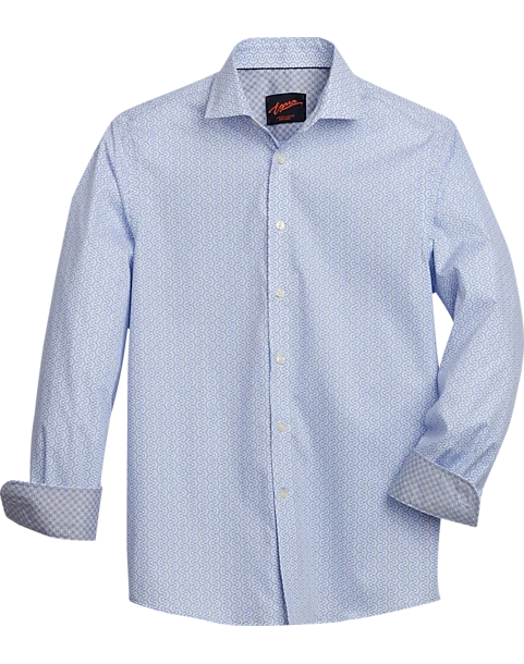 Egara Slim Fit Spread Collar Sport Shirt, Blue 1 Egara Slim Fit Spread Collar Sport Shirt, Blue