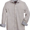 Egara Slim Fit Spread Collar Sport Shirt, Taupe Windowpane