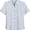 Con.Struct Slim Fit Short Sleeve Sport Shirt White & Blue Paisley