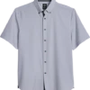 Michael Strahan Modern Fit Short Sleeve Sport Shirt White Woven Pattern