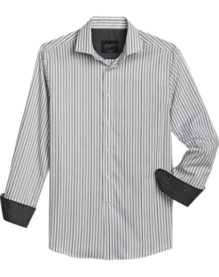 Egara Slim Fit Sport Shirt, Black Tonal Stripe