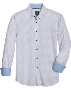 Michael Strahan Modern Fit Four-Way Stretch Sport Shirt, White Mini Triangle