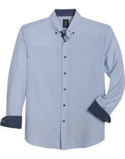 Michael Strahan Modern Fit Four-Way Stretch Sport Shirt, White Mini Diamond
