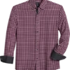 Michael Strahan Modern Fit Button-Down Collar 4-Way Stretch Sport Shirt Pink Check