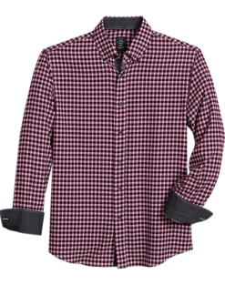 Michael Strahan Modern Fit Button-Down Collar 4-Way Stretch Sport Shirt Pink Check