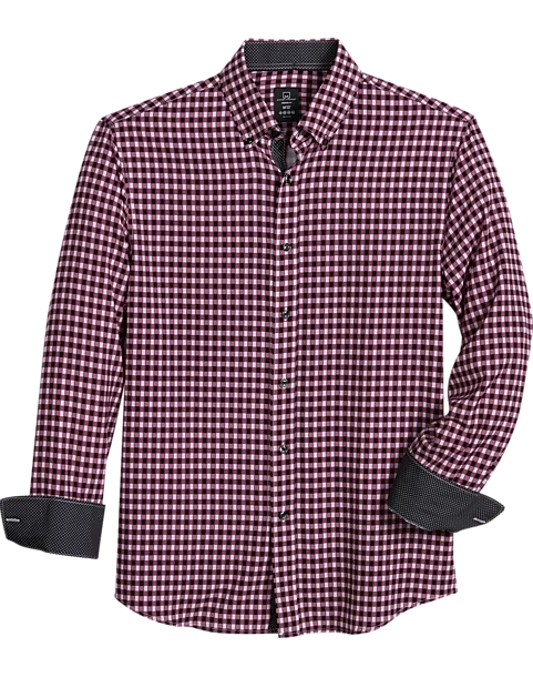 Michael Strahan Modern Fit Button-Down Collar 4-Way Stretch Sport Shirt Pink Check 1 Michael Strahan Modern Fit Button-Down Collar 4-Way Stretch Sport Shirt Pink Check