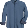 Michael Strahan Modern Fit Button-Down Collar Four-Way Stretch Sport Shirt, Navy Mesh Netting Print