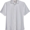 Joseph Abboud Modern Fit Short Sleeve Linen-Blend Sport Shirt, White