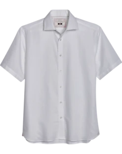 Joseph Abboud Modern Fit Short Sleeve Linen-Blend Sport Shirt, White
