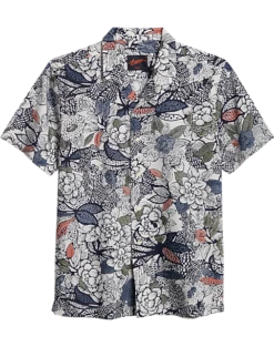Egara Slim Fit Short Sleeve Sport Shirt, Rust & Blue Floral