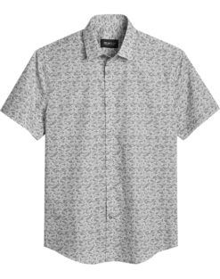 Awearness Kenneth Cole Slim Fit Short Sleeve Sport Shirt, Light Gray Camo