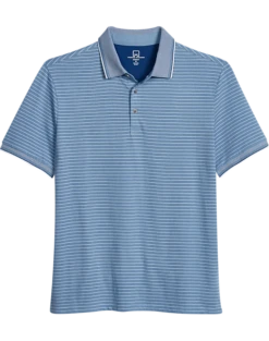 Michael Strahan Modern Fit Short Sleeve Polo, Blue Stripe