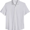 Michael Strahan Modern Fit Popcorn Stitch Short Sport Shirt, White
