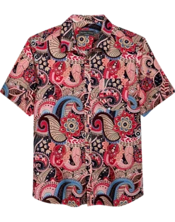 Paisley & Gray Slim Fit Short Sleeve Sport Shirt, Pink Paisley