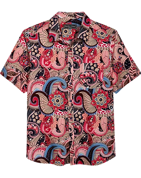 Paisley & Gray Slim Fit Short Sleeve Sport Shirt, Pink Paisley 1 Paisley & Gray Slim Fit Short Sleeve Sport Shirt, Pink Paisley