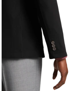 Michael Strahan Modern Fit Notch Lapel Crepe Knit Soft Jacket, Black -Male Clothing Store MW40 6NG4 02 MICHAEL STRAHAN BLACK ALT1