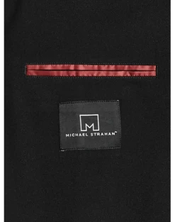 Michael Strahan Modern Fit Notch Lapel Crepe Knit Soft Jacket, Black -Male Clothing Store MW40 6NG4 02 MICHAEL STRAHAN BLACK ALT2