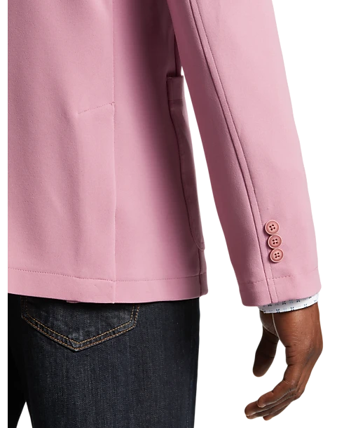 Michael Strahan Modern Fit Notch Lapel Crepe Knit Soft Jacket, Pink 2 Michael Strahan Modern Fit Notch Lapel Crepe Knit Soft Jacket, Pink - Image 2