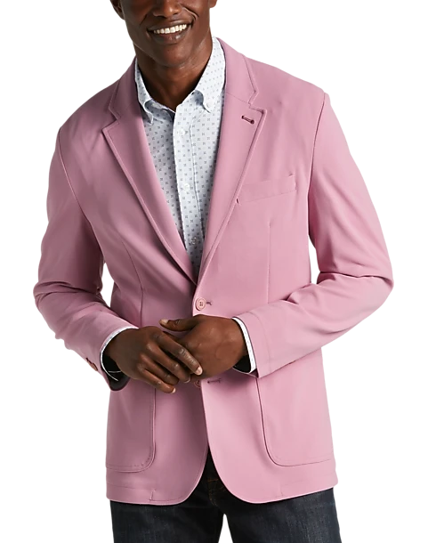 Michael Strahan Modern Fit Notch Lapel Crepe Knit Soft Jacket, Pink 1 Michael Strahan Modern Fit Notch Lapel Crepe Knit Soft Jacket, Pink
